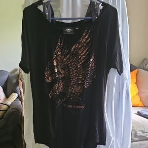 Harley-Davidson Black Tee with Copper Eagle Design